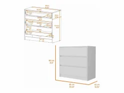 Best TuHome Cómoda Austin en melamina con tres cajones de riel metalico , 80 cm X 85 cm X 42 cm , Blanco