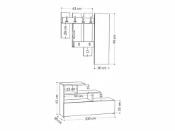 Concept-Usine Cómoda blanca y madera de 4 cajones LODZ Marru00f3n
