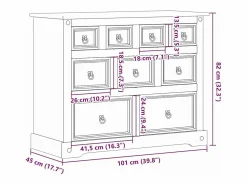 Hot vidaxl Cómoda cajonera Corona madera maciza de pino 101x45x82 cm Color natural claro
