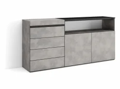 Skraut Home Cómoda, Cajonera, 157x35x75cm, Dormitorio, habitación, Con almacenamiento, Cemento