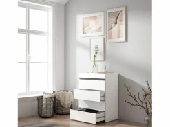 Skraut Home Cómoda, Cajonera, 57x35x75cm, Dormitorio, habitación, Con almacenamiento, Blanco y negro