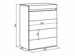 Skraut Home Cómoda, Cajonera, 57x35x75cm, Dormitorio, habitación, Con almacenamiento, Blanco y negro