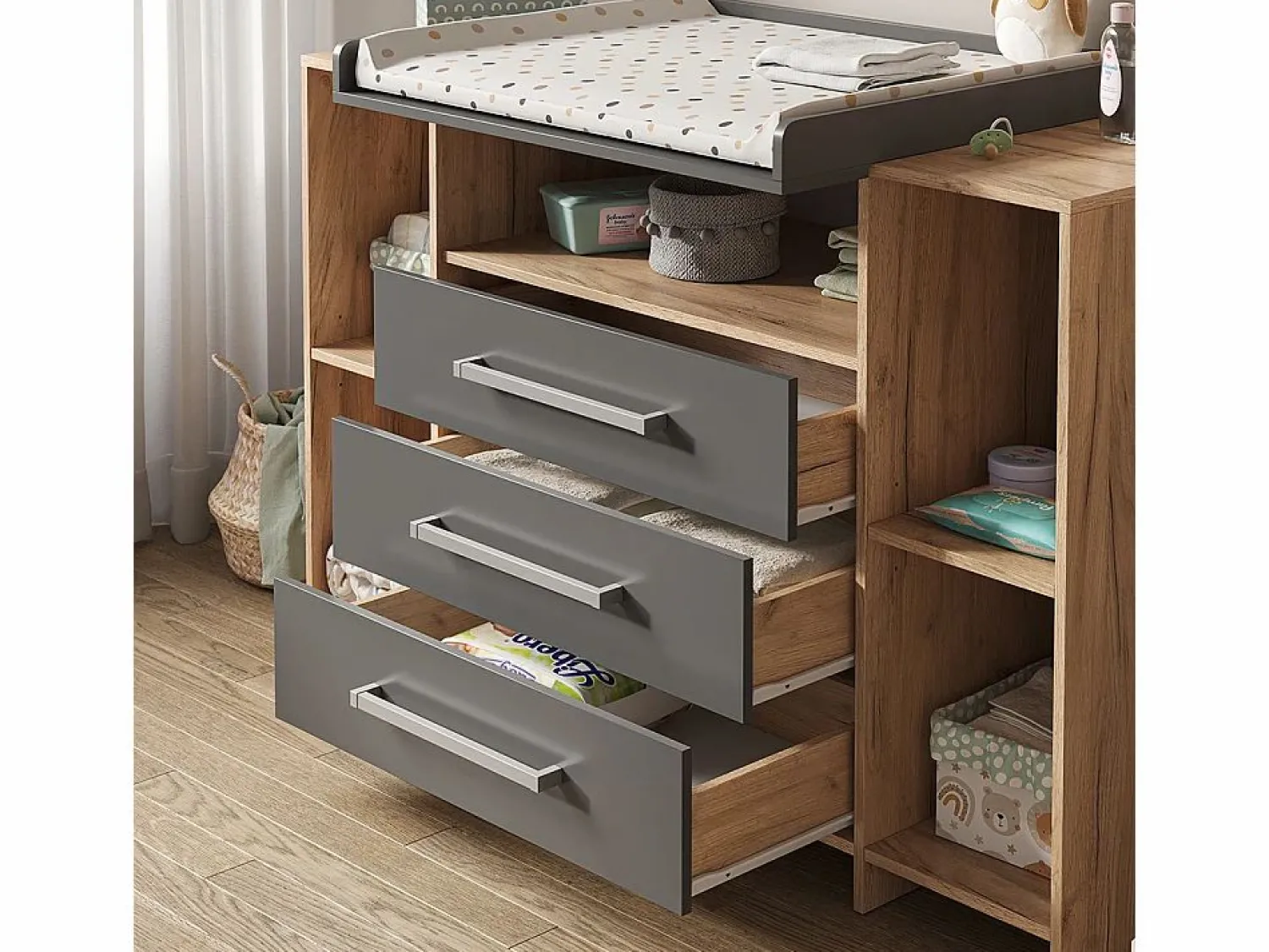 Sale Vicco Cómoda cambiador antracita/sonoma 143x70x100 oskar Gris antracita