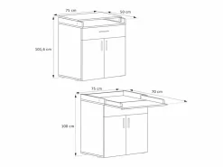 Clearance Cómoda cambiador 75x50x100 lena Mueble De Bebé