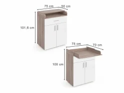 Clearance Vicco Cómoda cambiador /sonoma 75x50x100 lena Blanco