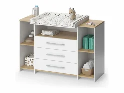 Vicco Cómoda cambiador roble blanco/dorado 143.2x53.1x93 oskar