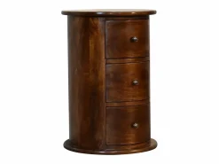 Cómoda Chestnut Drum con 3 cajones