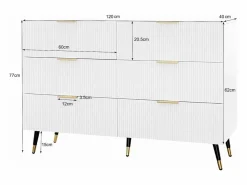 Merax Cómoda con 6 cajones - 120 x 40 x 77 cm - Tablero de partículas - para salón, dormitorio - Color