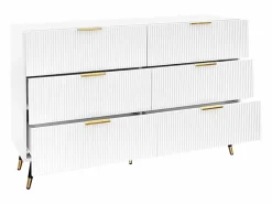 New Cómoda con 6 cajones - mueble de almacenaje de madera - tiradores y patas de metal - (120x40x77cm) Cómoda