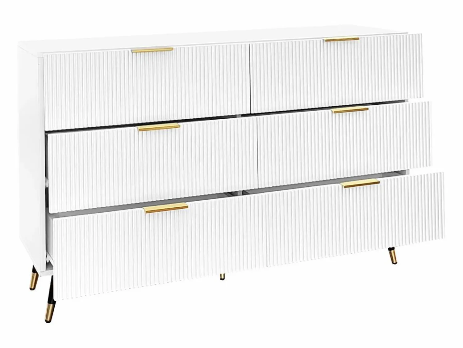 New Cómoda con 6 cajones - mueble de almacenaje de madera - tiradores y patas de metal - (120x40x77cm) Cómoda