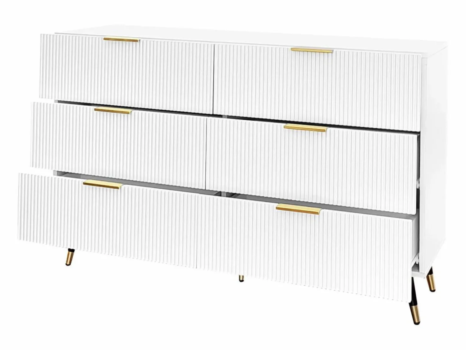 New Cómoda con 6 cajones - mueble de almacenaje de madera - tiradores y patas de metal - (120x40x77cm) Cómoda