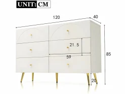 Discount Cómoda con 6 cajones - patas doradas - de aglomerado - Cómoda