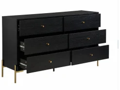 Discount Vente-unique Cómoda con 6 cajones de MDF y metal en color negro y dorado - MILAVIA Negro / Dorado