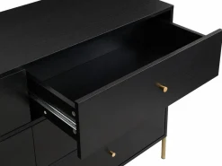 Discount Vente-unique Cómoda con 6 cajones de MDF y metal en color negro y dorado - MILAVIA Negro / Dorado