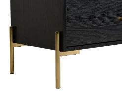 Discount Vente-unique Cómoda con 6 cajones de MDF y metal en color negro y dorado - MILAVIA Negro / Dorado