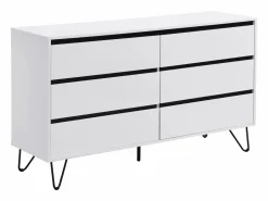 Clearance Vente-unique Cómoda con 6 cajones de MDF color y negro - ABUJA Blanco