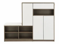 Online Cómoda con 6 cajones de ratán - 120 x 40 x 76,5 cm - Tablero de partículas + tiradores de metal - Roble Cómoda