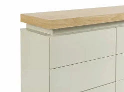 Vente-unique Cómoda con 6 cajones en mdf lacado con LEDs color natural y beige - HALO