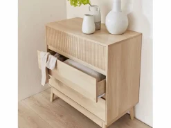 Sweeek Cómoda con efecto madera, 3 cajones madera clara