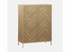 Sale Cómoda con efecto madera y espiga de 2 puertas, 80cm natural Vitrina Para Vajilla