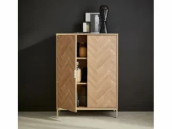 Sale Cómoda con efecto madera y espiga de 2 puertas, 80cm natural Vitrina Para Vajilla