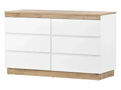 Merax Cómoda de 6 cajones - 110 x 40 x 67,5 cm - para dormitorio y salón - Aglomerado E1 - + roble