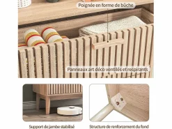 Cómoda de 6 cajones 115 cm Color madera natural, 100 x 34 x 73cm