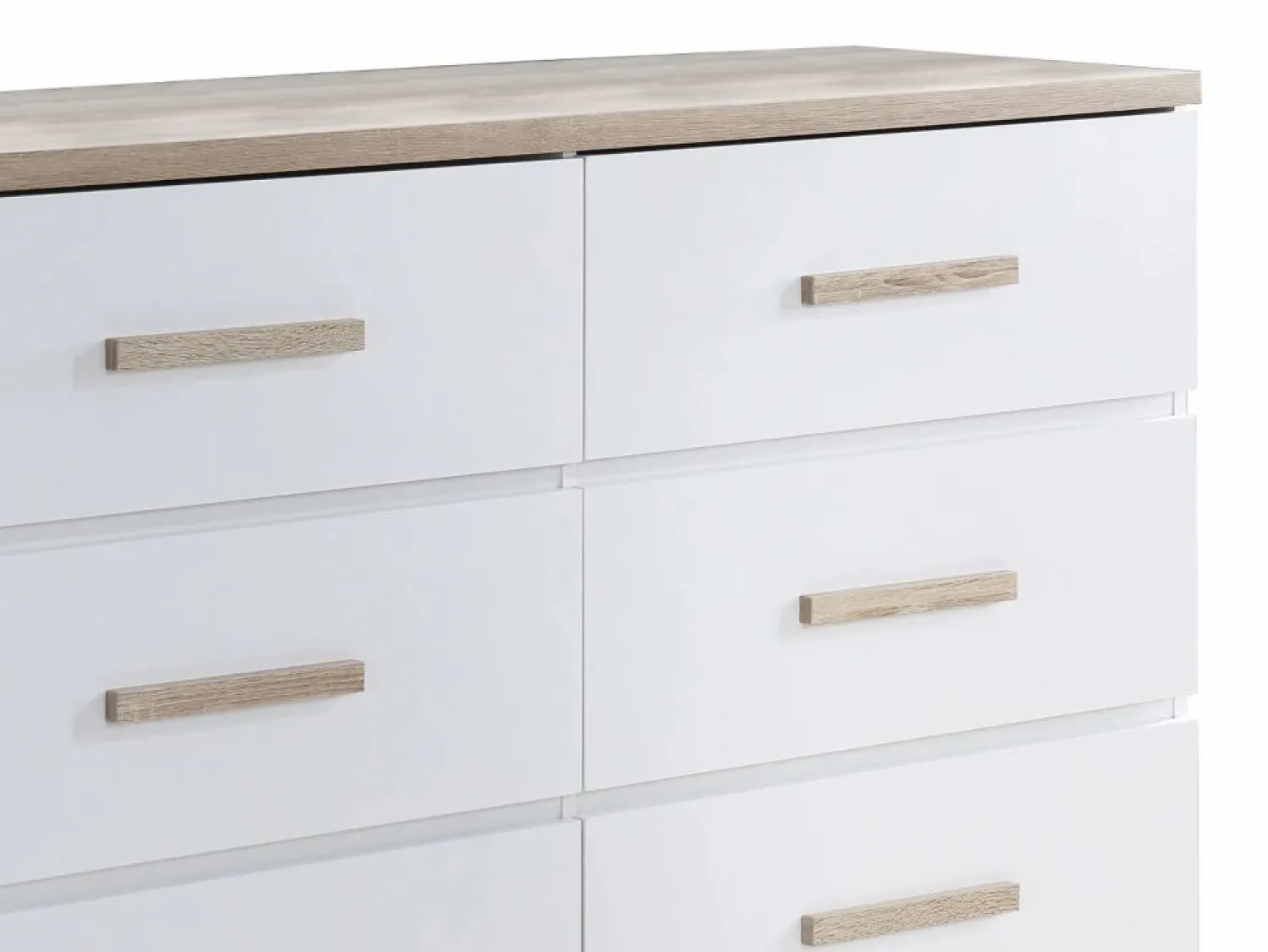 Vente-unique Cómoda de 6 cajones color blanco y natural - SKAIDO