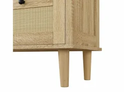 Sale Cómoda de 4 cajones con cajones de ratán y patas de madera maciza, para dormitorio, salón, 80x80x40cm Cómoda