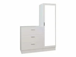 Vente-unique Cómoda de 3 cajones con mueble y espejo - VITORIO Blanco