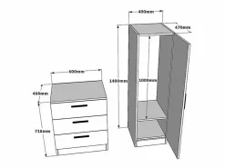 Discount Vente-unique Cómoda de 3 cajones con mueble y espejo en blanco y natural - VITORIO Color natural claro / Blanco
