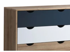 Discount Vente-unique Cómoda de 6 cajones en blanco natural y azul marino - LURVIA Multicolor