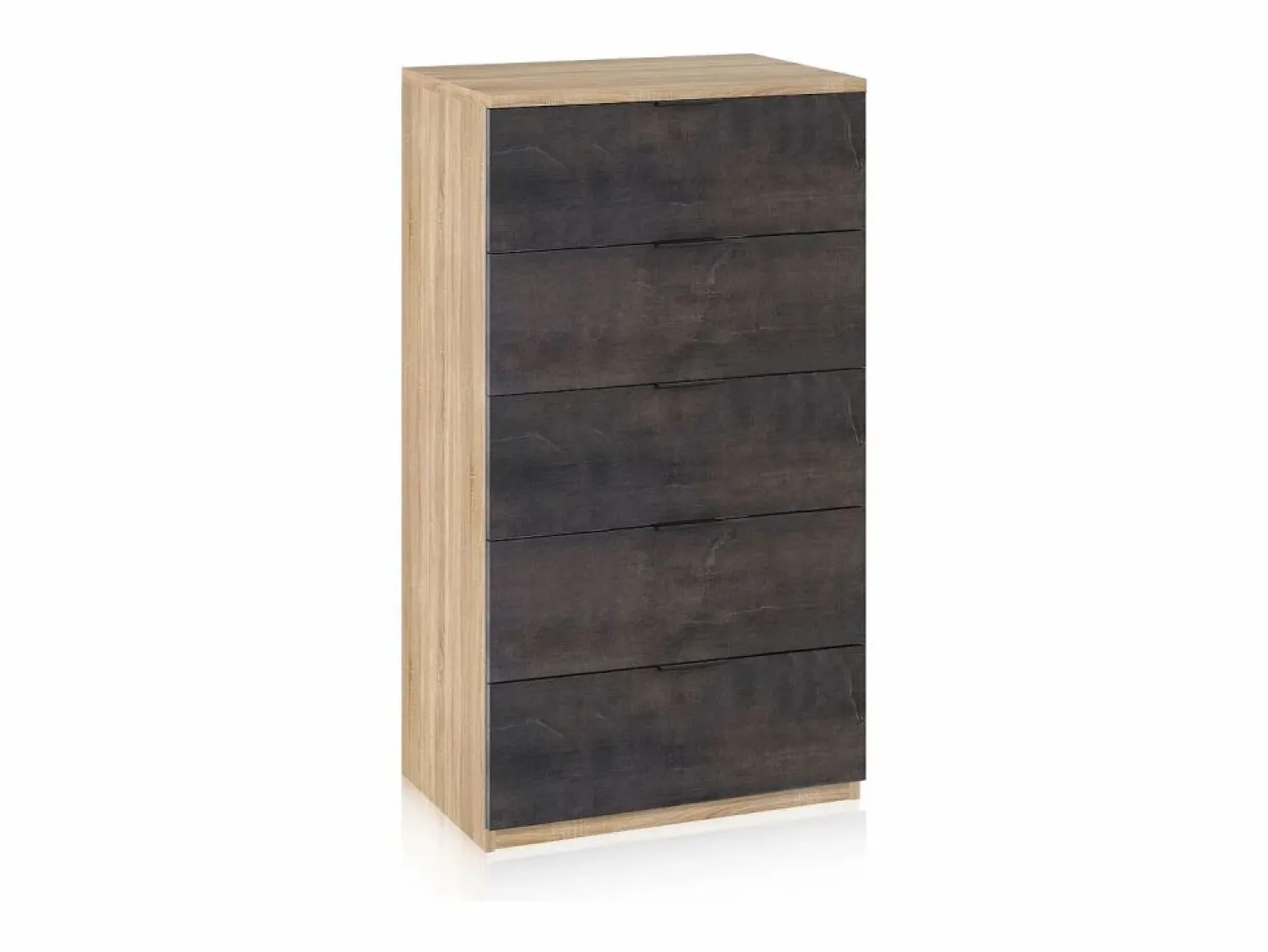Sale Cómoda de 5 cajones formato vertical en roble canadian y óxido 60x110 cm Akari Roble Canadian - Óxido Cómoda