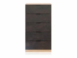 Sale Cómoda de 5 cajones formato vertical en roble canadian y óxido 60x110 cm Akari Roble Canadian - Óxido Cómoda