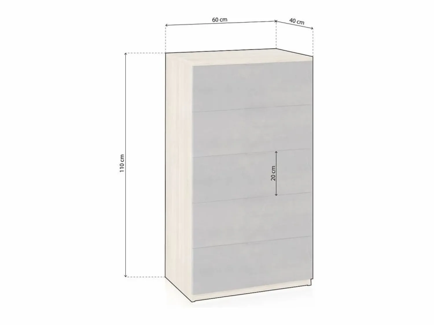 Sale Cómoda de 5 cajones formato vertical en roble canadian y óxido 60x110 cm Akari Roble Canadian - Óxido Cómoda