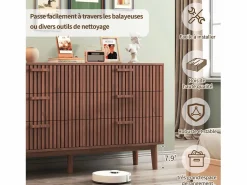 Cómoda de 6 cajones, mueble de dormitorio, mueble de almacenaje, adecuada para dormitorio o salón, madera, 100 x 34 x 73 cm