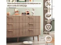 Online Cómoda de dormitorio de madera y ratán con 6 cajones, mueble de almacenaje multifuncional, armario de madera natural con cajones. Cómoda