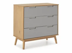 Clearance Cómoda de Noche Bruce 3 cajones, Madera Maciza, 80 cm (Ancho) 40 cm (Profundo) 83 cm (Alt.) Cómoda