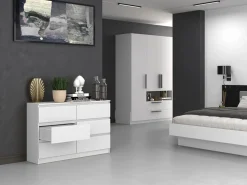 SELSEY Cómoda de seis cajones - 120 cm - - MALWA Blanco