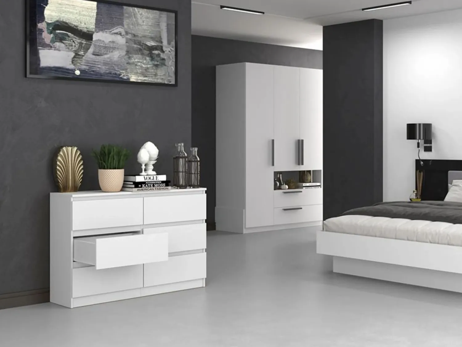 SELSEY Cómoda de seis cajones - 120 cm - - MALWA Blanco