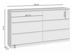 Best SELSEY Cómoda de seis cajones - 138 cm - - MALWA Blanco
