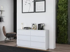 Best SELSEY Cómoda de seis cajones - 138 cm - - MALWA Blanco