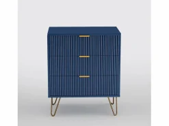 Cómoda de tres cajones, mueble de almacenaje, con tiradores dorados, mesita de noche, 60 x 40 x 70 cm, color