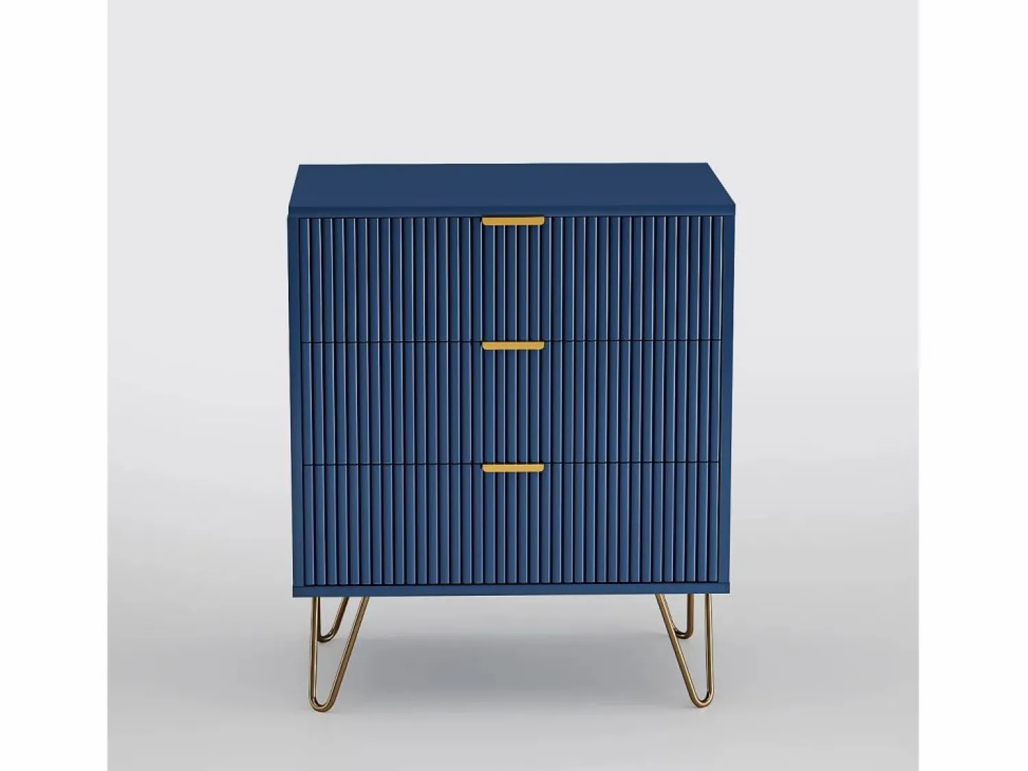 Cómoda de tres cajones, mueble de almacenaje, con tiradores dorados, mesita de noche, 60 x 40 x 70 cm, color