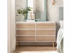Cómoda doble de Lacado Blanco-Natural 76 x 120- Kemi