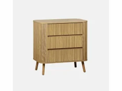 New Sweeek Cómoda en decoración estriada natural de 3 cajones natural Color natural claro