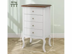 Hot Homcom Cómoda Kiwita 4 cajones 98,5x60x40 cm Blanco
