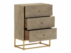 Best vidaxl Cómoda madera maciza de mango y hierro 55x30x76 cm Color natural claro