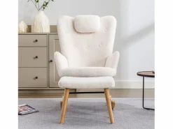 Merax Cómoda mecedora - 65 x 82 x 94 cm - con reposacabezas + reposapiés - madera -