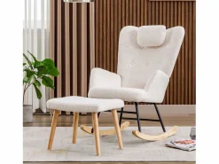 Merax Cómoda mecedora - 65 x 82 x 94 cm - con reposacabezas + reposapiés - madera -